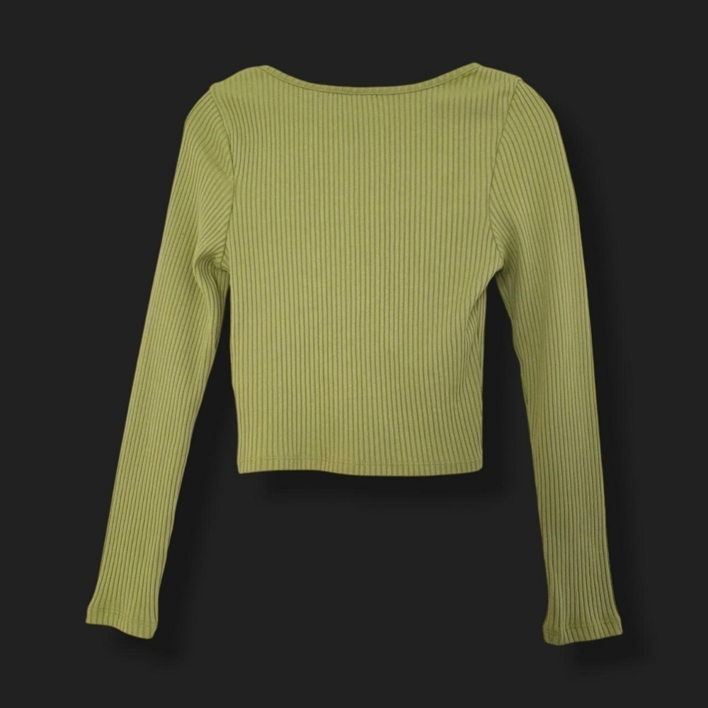 Levi's Green Ribbed Scoop Neck Top - Size Large - Kiwi Green- Like New! - Picture 2 of 12
